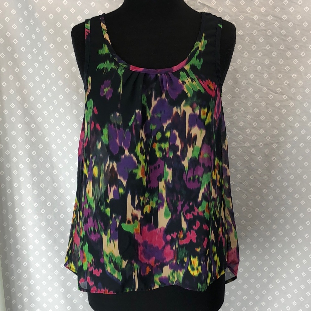 Watercolor High Low Sheer Tank Top